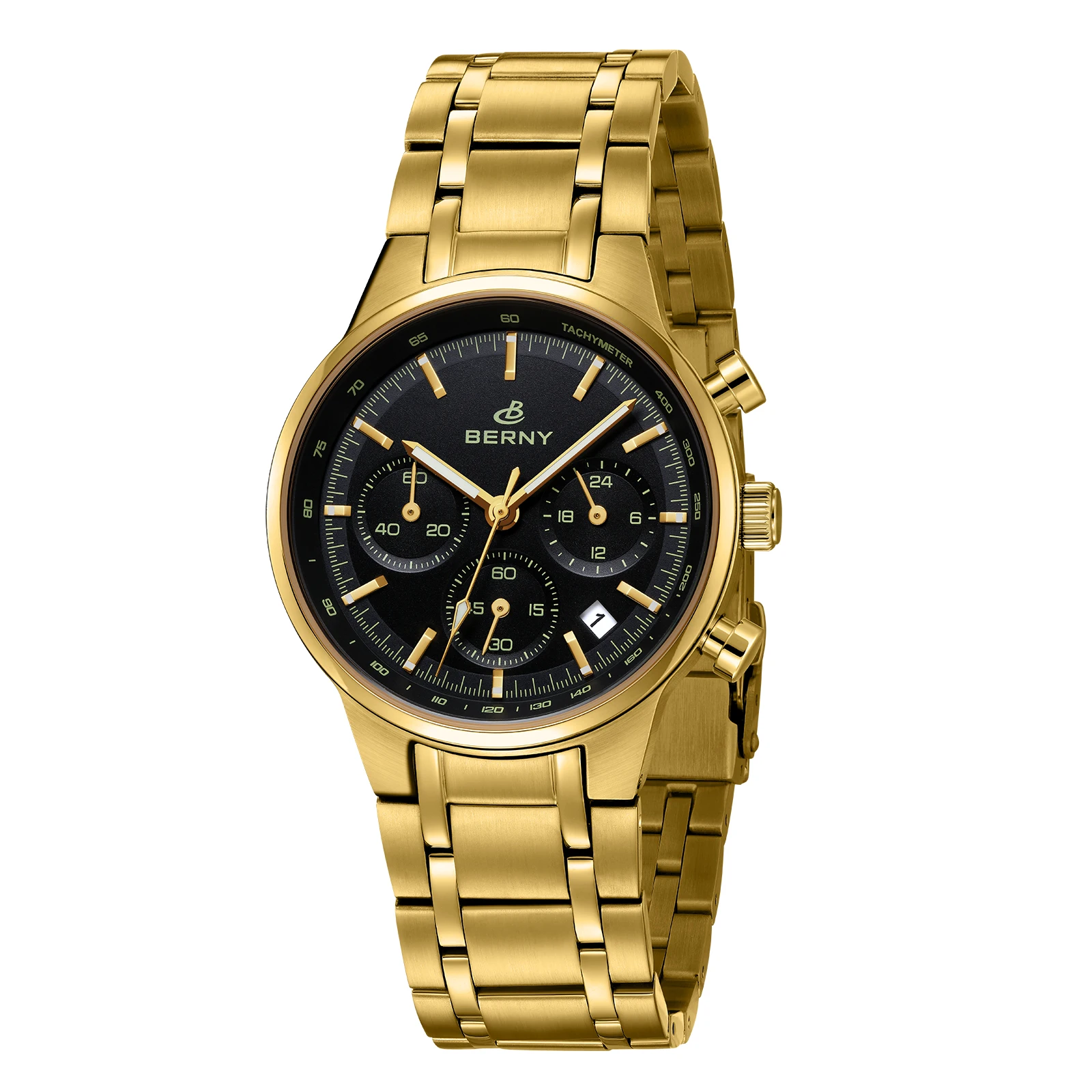 BERNY Top Gold Chronograph Watch for Men Panda Dial Quartz Sport Speed Fashion Sapphire Stainless Steel Waterproof Men's Watches
BERNY Top Gold Chronograph Watch for Men Panda Dial Quartz Sport Speed Fashion Sapphire Stainless Steel Waterproof Men's Watches