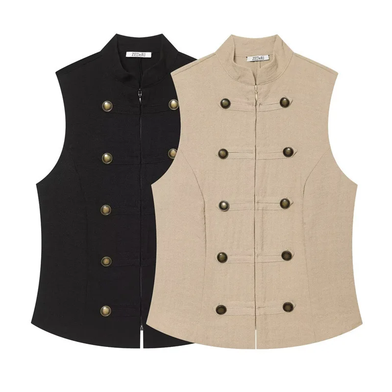 Dave&Di European And American Style Women's Fashionable Casual Loose Solid Color Sleeveless Button Up Shirt
Dave&Di European And American Style Women's Fashionable Casual Loose Solid Color Sleeveless Button Up Shirt