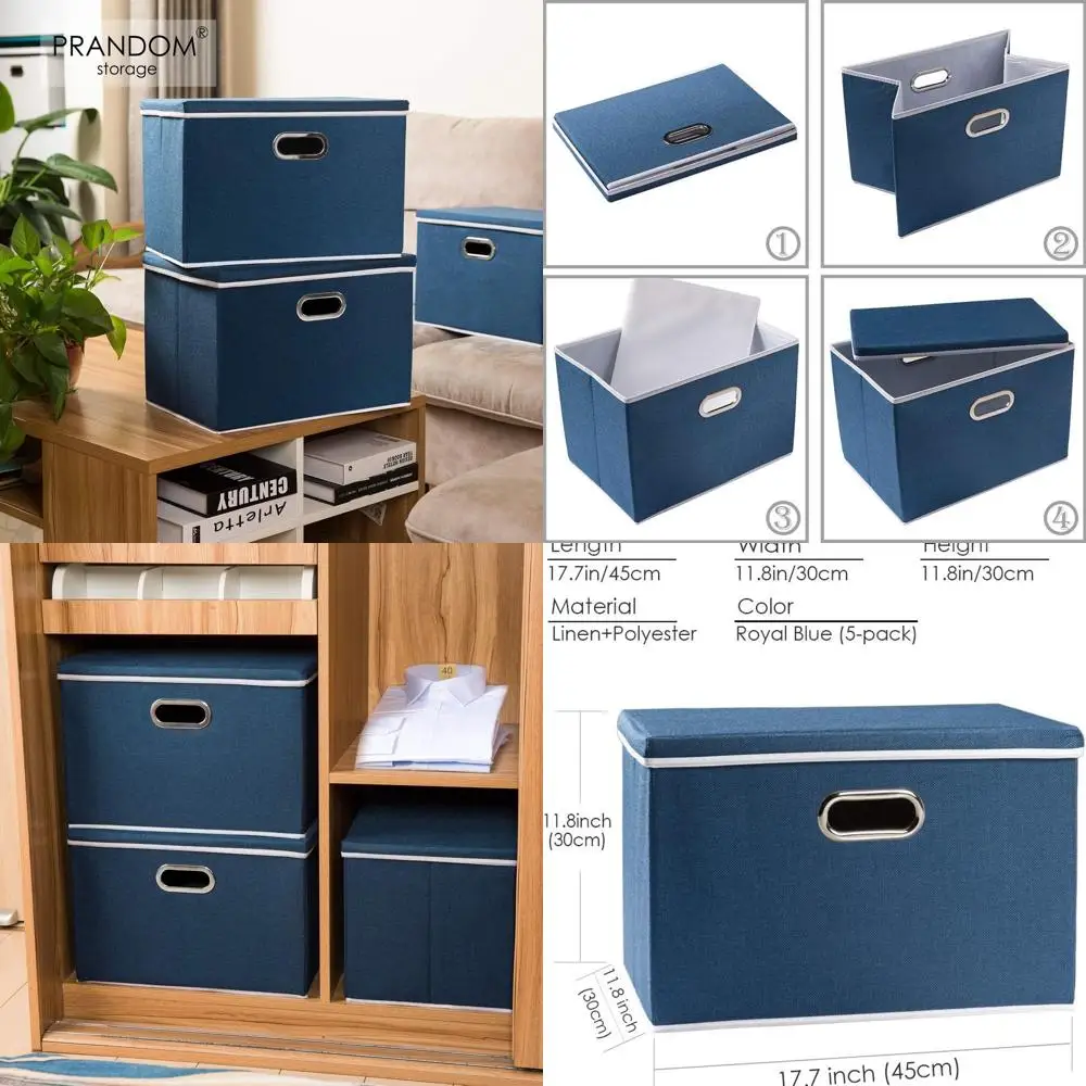 Набор из 5 складных тканевых коробок для хранения с крышками, королевский синий, идеально подходит для организации дома, спальни, гардероба и офиса (17,7x11,8x
Набор из 5 складных тканевых коробок для хранения с крышками, королевский синий, идеально подходит для организации дома, спальни, гардероба и офиса (17,7x11,8x