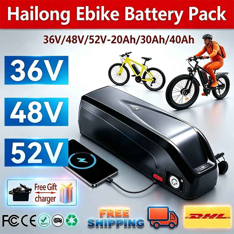 Electric Bike Hailong 48V45AH Battery 52V 18650 Cell Cham Rider 72V60V 30AH40 50 60ah 50A BMS Huge Capacity 2000W Super Powerful
Electric Bike Hailong 48V45AH Battery 52V 18650 Cell Cham Rider 72V60V 30AH40 50 60ah 50A BMS Huge Capacity 2000W Super Powerful
