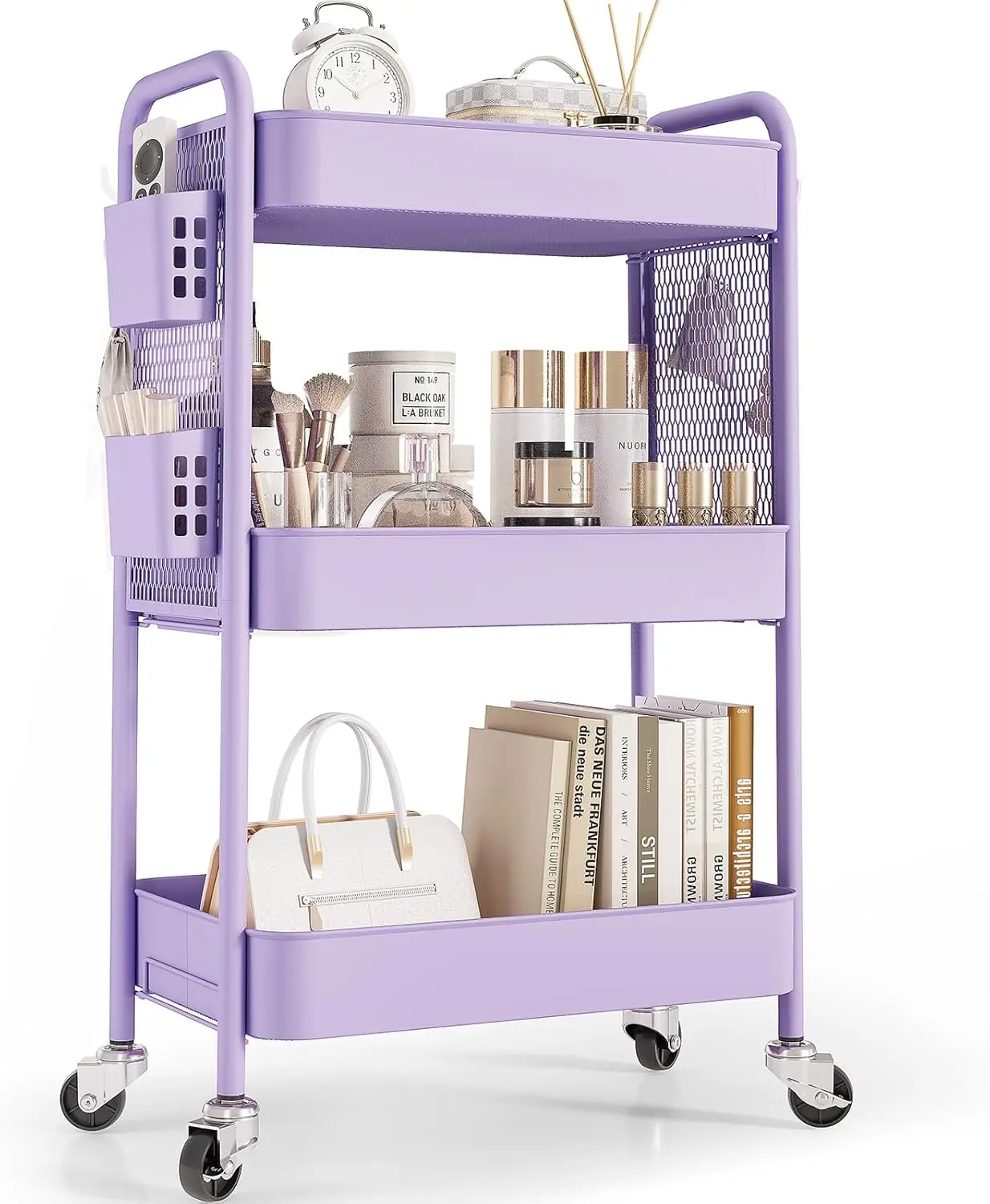 3-Tier Rolling Utility Cart with Wheels, Hooks & Bins for Bathroom, Kitchen, Office Storage Organizer
3-Tier Rolling Utility Cart with Wheels, Hooks & Bins for Bathroom, Kitchen, Office Storage Organizer