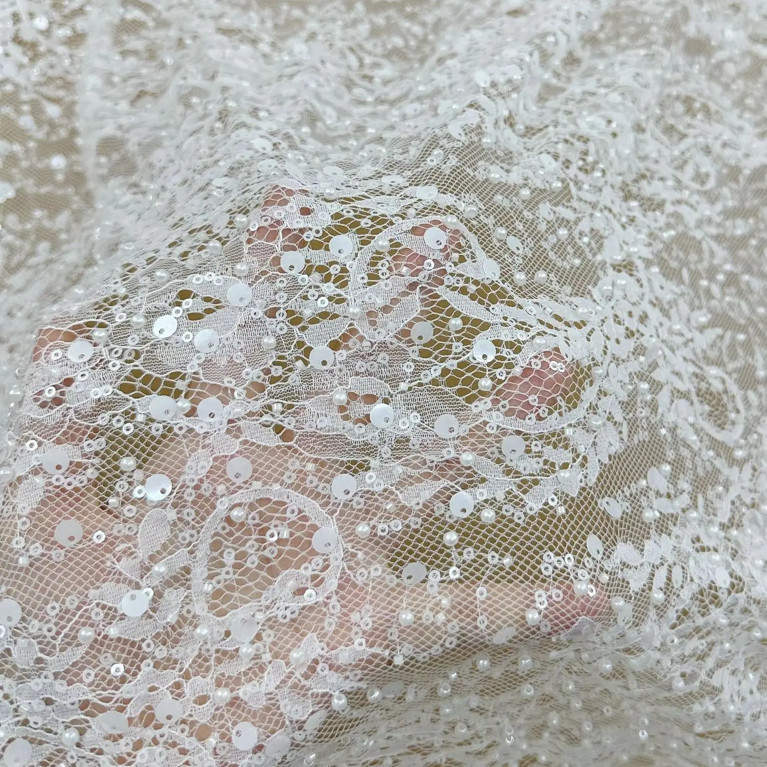 Exquisite floral vine bead tube sequin embroidered lace mesh fabric for wedding dresses,formal gowns,stage costumes, DIY sewing
Exquisite floral vine bead tube sequin embroidered lace mesh fabric for wedding dresses,formal gowns,stage costumes, DIY sewing