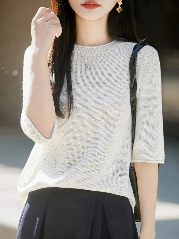 Laoqian Style Seamless Floral Ice Hemp Knitted Short Sleeve T-Shirt Women Summer Loose Cuffed round Neck Base High End Feelin...
Laoqian Style Seamless Floral Ice Hemp Knitted Short Sleeve T-Shirt Women Summer Loose Cuffed round Neck Base High End Feelin...