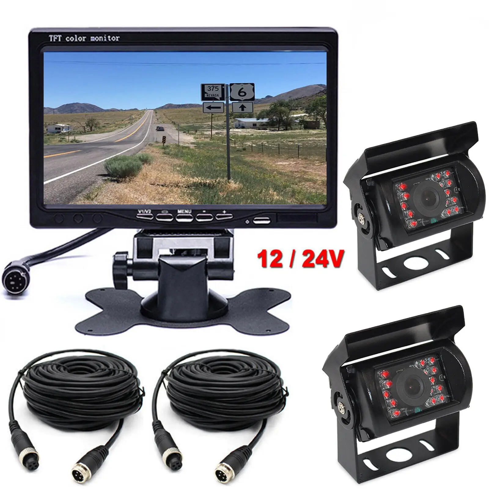 7inch Monitor 2x Backup Camera 12-24V LED IR Rear/Front/Left/Right View Truck Camera HD Display Full Set Parking Reverse System
7inch Monitor 2x Backup Camera 12-24V LED IR Rear/Front/Left/Right View Truck Camera HD Display Full Set Parking Reverse System