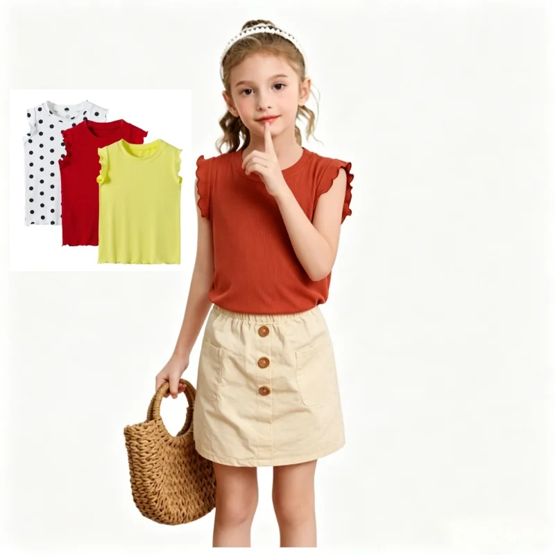 Girls Ruffle Trim Sleeveless Tops Summer Polka Dot Tank Shirts Soft Breathable All-Match Dancewear Casual Daily Tees for Kids
Girls Ruffle Trim Sleeveless Tops Summer Polka Dot Tank Shirts Soft Breathable All-Match Dancewear Casual Daily Tees for Kids
