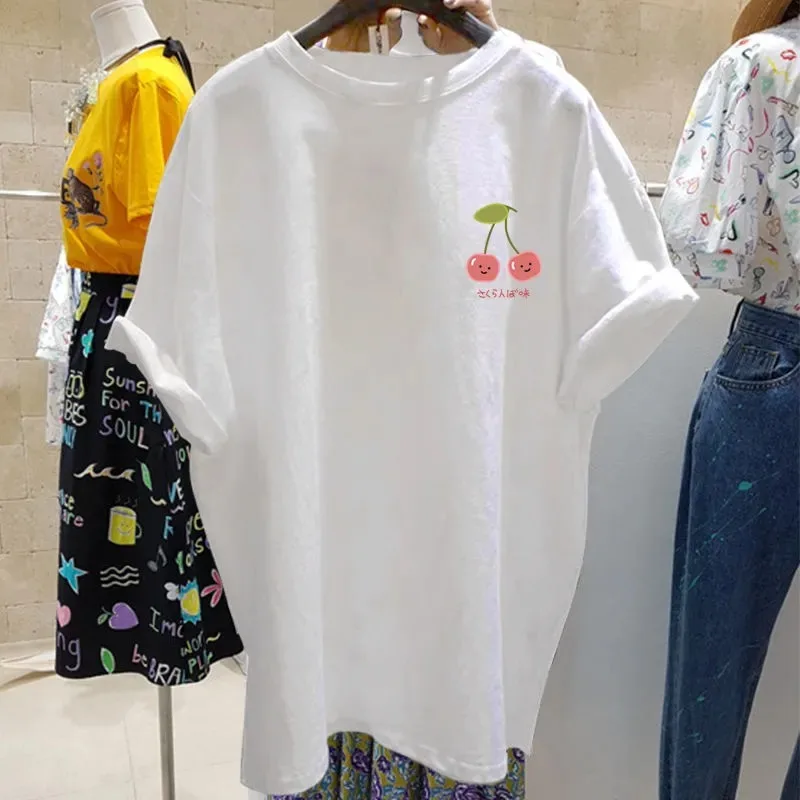 Women's Cherry Print Oversized T-shirt Cotton Plus Size Casual Summer Top
Women's Cherry Print Oversized T-shirt Cotton Plus Size Casual Summer Top