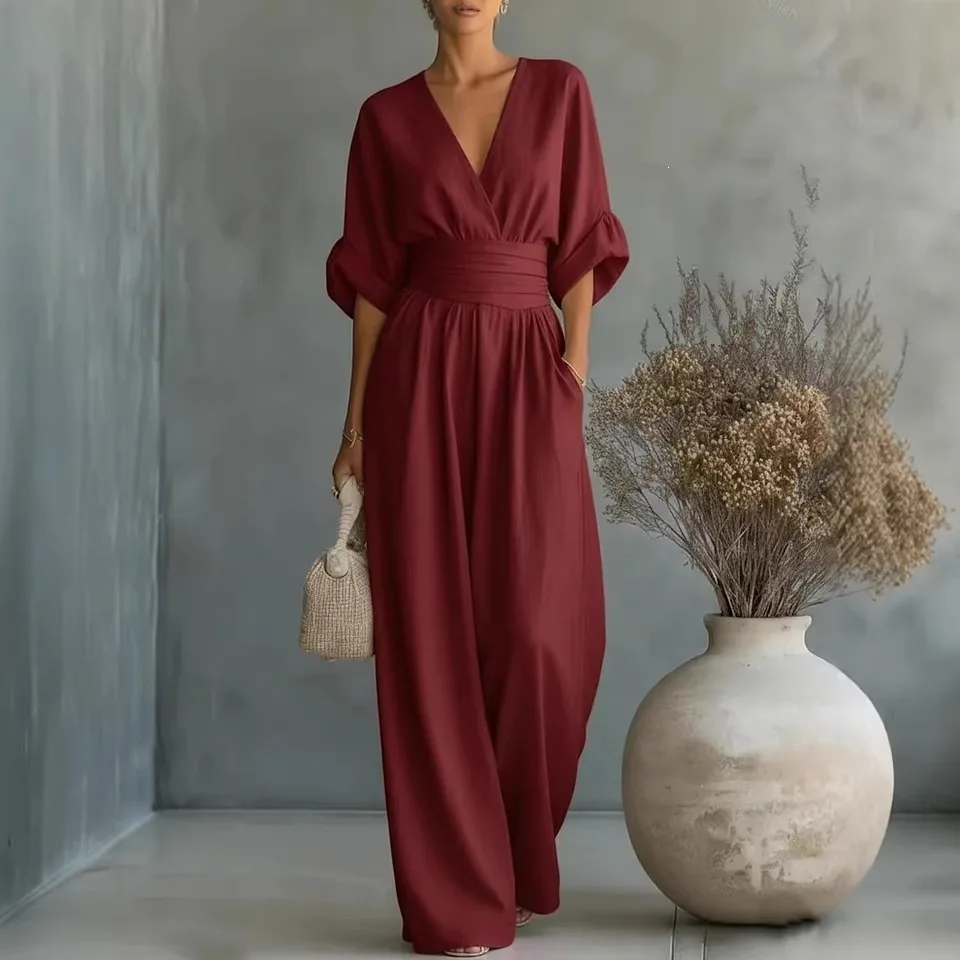 Women's Loose High-Waisted Jumpsuit Casual Comfortable One-Piece Suiting Summer Fashionable Overall Dressing Polyester
Women's Loose High-Waisted Jumpsuit Casual Comfortable One-Piece Suiting Summer Fashionable Overall Dressing Polyester