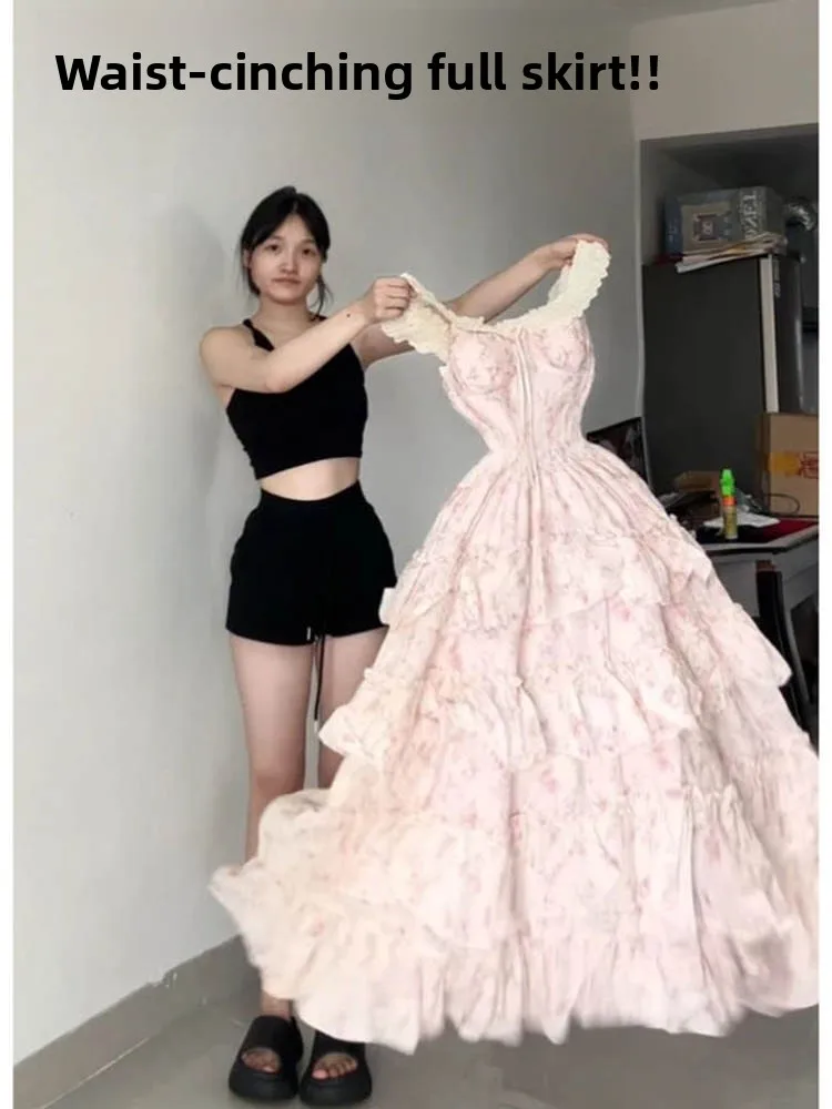 Unique Beautiful Puffy Strap Long Dress Waist Cinched Cake Style Summer Dress French Style off Shoulder Cotton Maxi Dress
Unique Beautiful Puffy Strap Long Dress Waist Cinched Cake Style Summer Dress French Style off Shoulder Cotton Maxi Dress