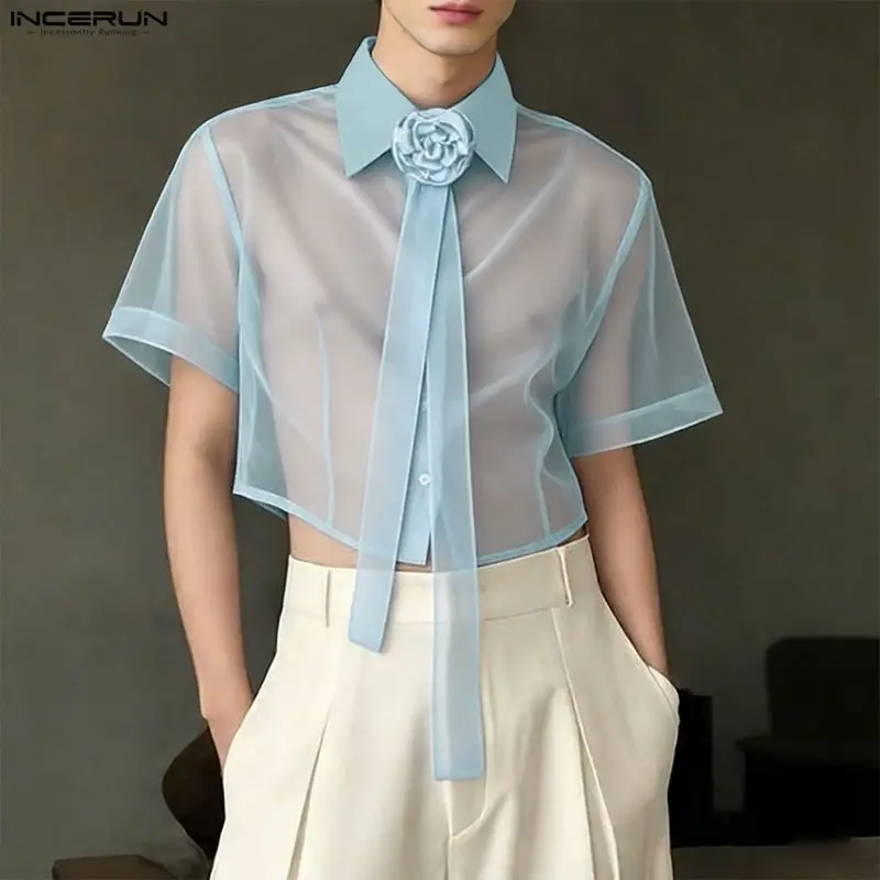 INCERUN Men's Shirt Mesh Patchwork Flower Lapel Short Sleeve Men Clothes Streetwear See Through 2026 Fashion Crop Tops For Man
INCERUN Men's Shirt Mesh Patchwork Flower Lapel Short Sleeve Men Clothes Streetwear See Through 2026 Fashion Crop Tops For Man