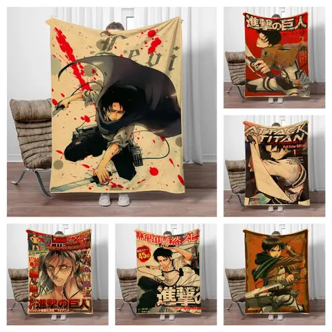 Vintage Japanese Anime Attack-on-Titan Flannel Blanket Soft Warm Throw Nap Blanket For Sofa Office Bed Office Camping Travelling