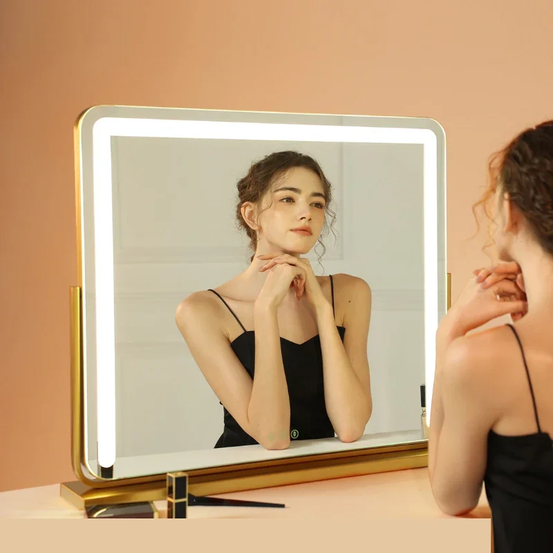 Makeup mirror with lamp desktop led home bedroom large charging rotating intelligent fill light dresser mirror
Makeup mirror with lamp desktop led home bedroom large charging rotating intelligent fill light dresser mirror