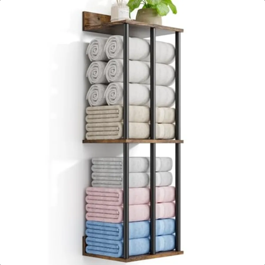 Towel Racks for Bathroom Wall Mounted with Wooden Storage Shelf Updated 3 Bar Metal Towel Holder for Rolled Towels Sturdy and L
Towel Racks for Bathroom Wall Mounted with Wooden Storage Shelf Updated 3 Bar Metal Towel Holder for Rolled Towels Sturdy and L