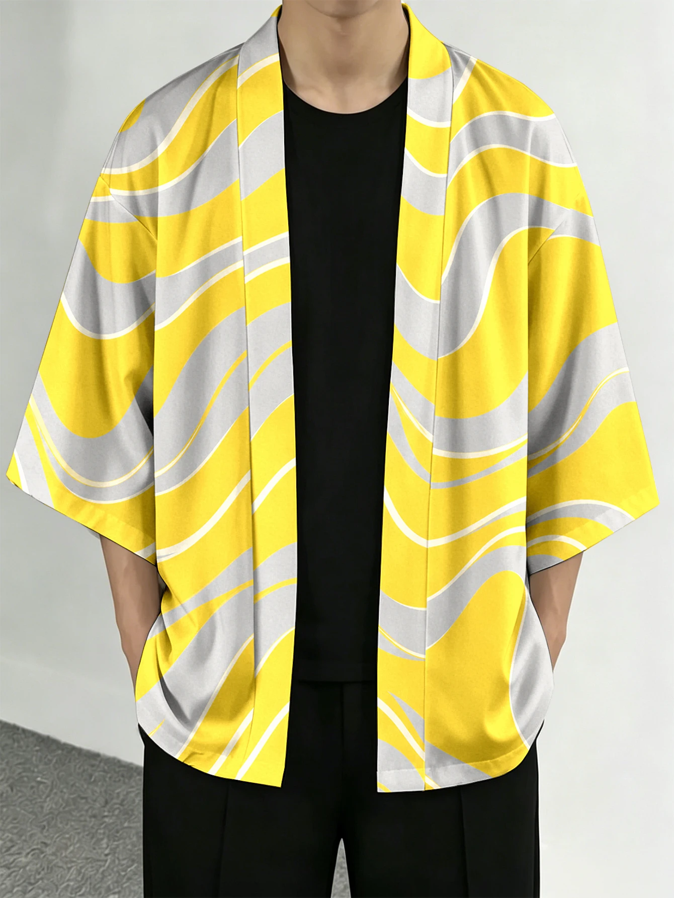 Men's casual top Wave Pattern Casual Openfront top for everyday wear 3D Digital Print 100% Polyester Yellow Gray Swirl Printed Kimono Cardigan Fit for Spring/Summer Resort and Street Fashion Apparel
Men's casual top Wave Pattern Casual Openfront top for everyday wear 3D Digital Print 100% Polyester Yellow Gray Swirl Printed Kimono Cardigan Fit for Spring/Summer Resort and Street Fashion Apparel