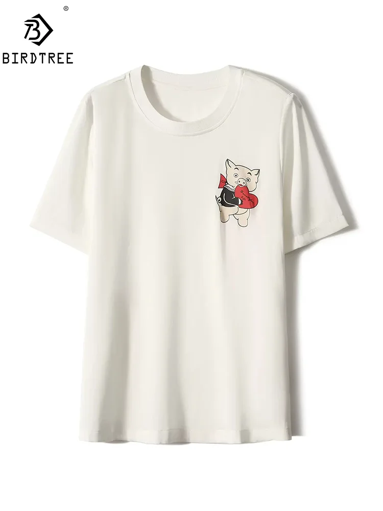 BirdTree, 92% Mulberry Silk Casual T-Shirts, Women Short Sleeve Cartoon, Retro Fashion OL Loose Top, 2024 Spring Summer T45696QM
BirdTree, 92% Mulberry Silk Casual T-Shirts, Women Short Sleeve Cartoon, Retro Fashion OL Loose Top, 2024 Spring Summer T45696QM