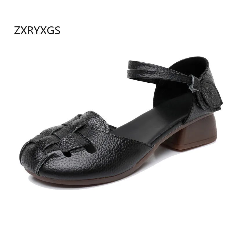 ZXRYXGS 2025 New Summer Round Toe Weaving Breathable Women Sandal Shoes Elegant Comfort Thick Mid Heels Genuine Leather Sandals
ZXRYXGS 2025 New Summer Round Toe Weaving Breathable Women Sandal Shoes Elegant Comfort Thick Mid Heels Genuine Leather Sandals