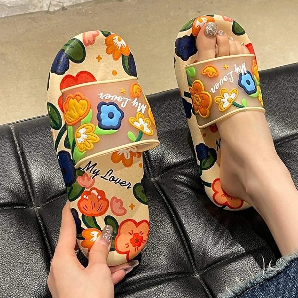 Fashion Transparent Sweet Flower Slippers PVC Anti Slip Flats Slippers Women Beachwear Shoes Platform Flip Flops Ladies
Fashion Transparent Sweet Flower Slippers PVC Anti Slip Flats Slippers Women Beachwear Shoes Platform Flip Flops Ladies