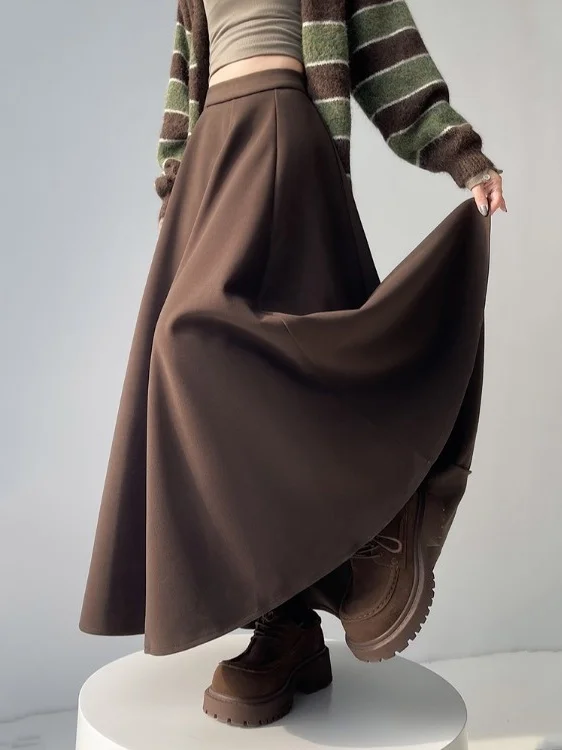 Casual Sle Woolen Plaid A-Line Midi Skirt Women's Loose High Waist Slimming Design Long Skirt Spring Season Polyester Fiber
Casual Sle Woolen Plaid A-Line Midi Skirt Women's Loose High Waist Slimming Design Long Skirt Spring Season Polyester Fiber