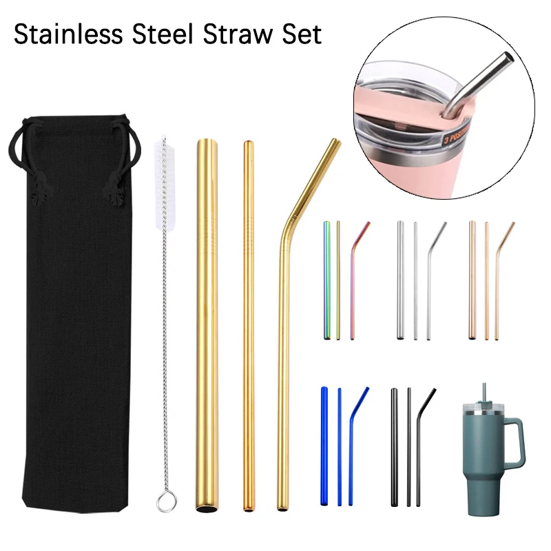 4PCS Reusable Metal Straws Set With Cleaner Brush 304 Stainless Steel Drinking Straw Milk Drinkware Bar Accessories
4PCS Reusable Metal Straws Set With Cleaner Brush 304 Stainless Steel Drinking Straw Milk Drinkware Bar Accessories