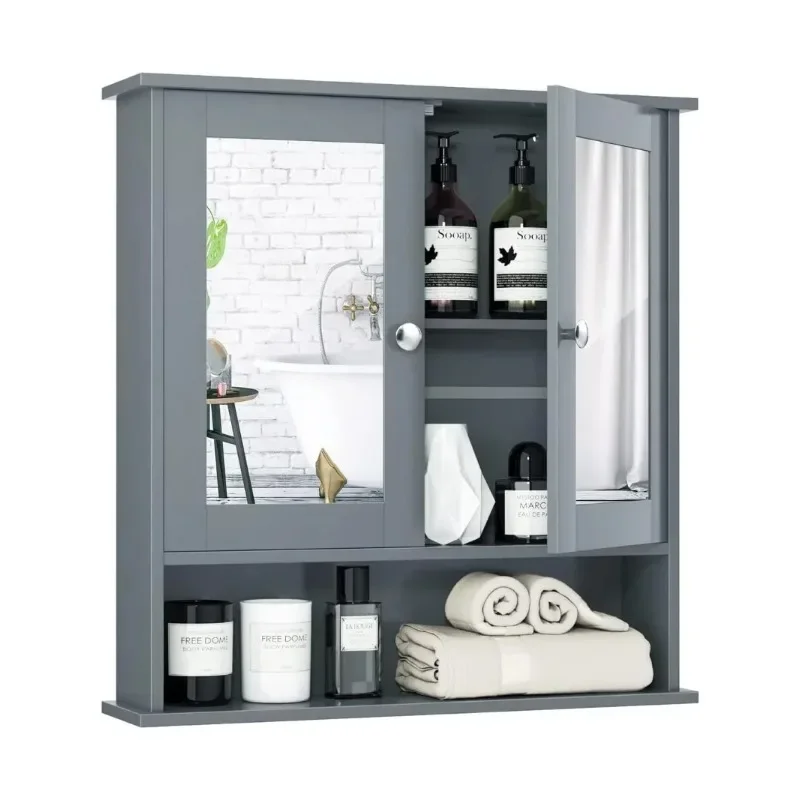 Bathroom Cabinet Wall Mounted with Double Mirror Doors, Wood Hanging Cabinet with Shelves, Wall Mirror Cabinet
Bathroom Cabinet Wall Mounted with Double Mirror Doors, Wood Hanging Cabinet with Shelves, Wall Mirror Cabinet