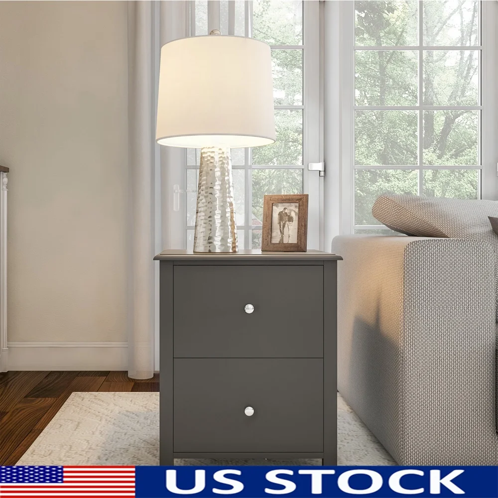 Traditional Wooden 2-Drawer Side Table Nightstand Slate Gray Storage Accent Table Bedroom Living Room Indoor Use
Traditional Wooden 2-Drawer Side Table Nightstand Slate Gray Storage Accent Table Bedroom Living Room Indoor Use