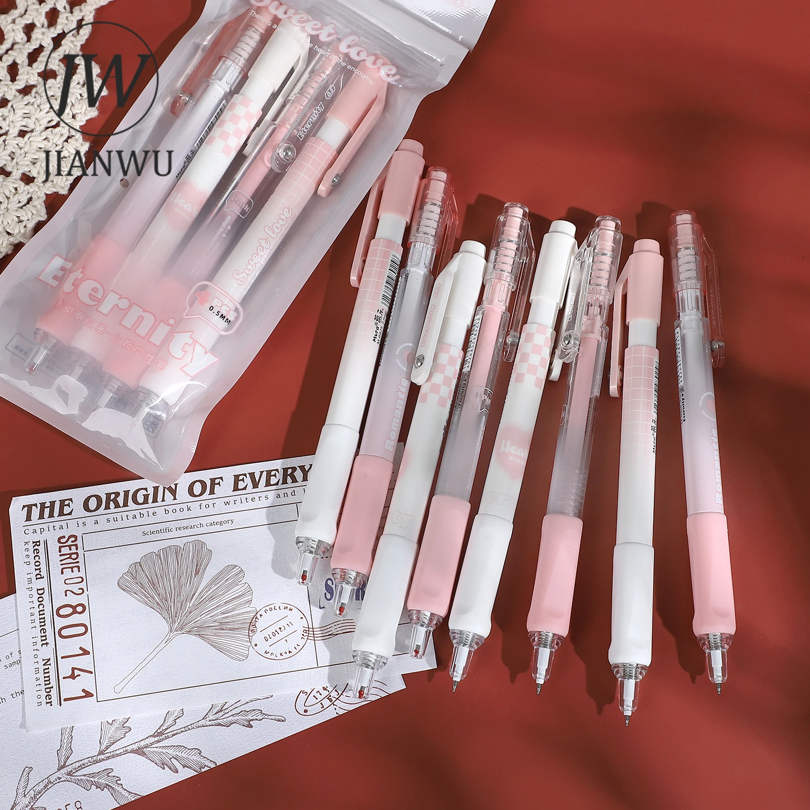 JIANWU 4 Pcs/set Sweet Blush Series Press Gel Pen Set Write Smoothly Creative DIY Journal Material Student Supplies Stationery
JIANWU 4 Pcs/set Sweet Blush Series Press Gel Pen Set Write Smoothly Creative DIY Journal Material Student Supplies Stationery