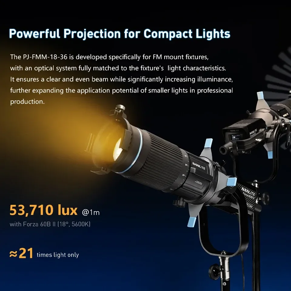 Nanlite PJ-FMM-18-36 Проекционная насадка с FM-креплением 18. ° -36 ° Аксессуары для освещения для фотосъемки, линза с точным управлением зумом
Nanlite PJ-FMM-18-36 Проекционная насадка с FM-креплением 18. ° -36 ° Аксессуары для освещения для фотосъемки, линза с точным управлением зумом