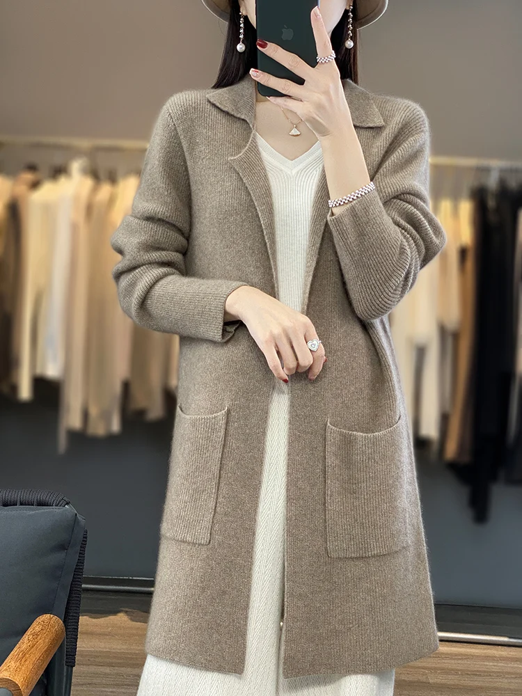 Autumn Winter 100% Merino Wool Women’s Sweater Cardigan Long Style Overcoat Cashmere Knitwear Soft New Fashion Female Clothing
Autumn Winter 100% Merino Wool Women’s Sweater Cardigan Long Style Overcoat Cashmere Knitwear Soft New Fashion Female Clothing