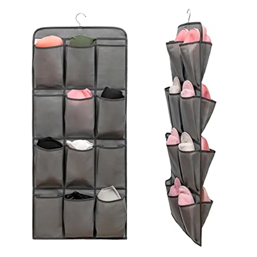 Dual Sided Hanging Shoe Org for Closet with 24 Large Pockets Hanging Shoe Rack Holder with Rotating Hanger GREY
Dual Sided Hanging Shoe Org for Closet with 24 Large Pockets Hanging Shoe Rack Holder with Rotating Hanger GREY