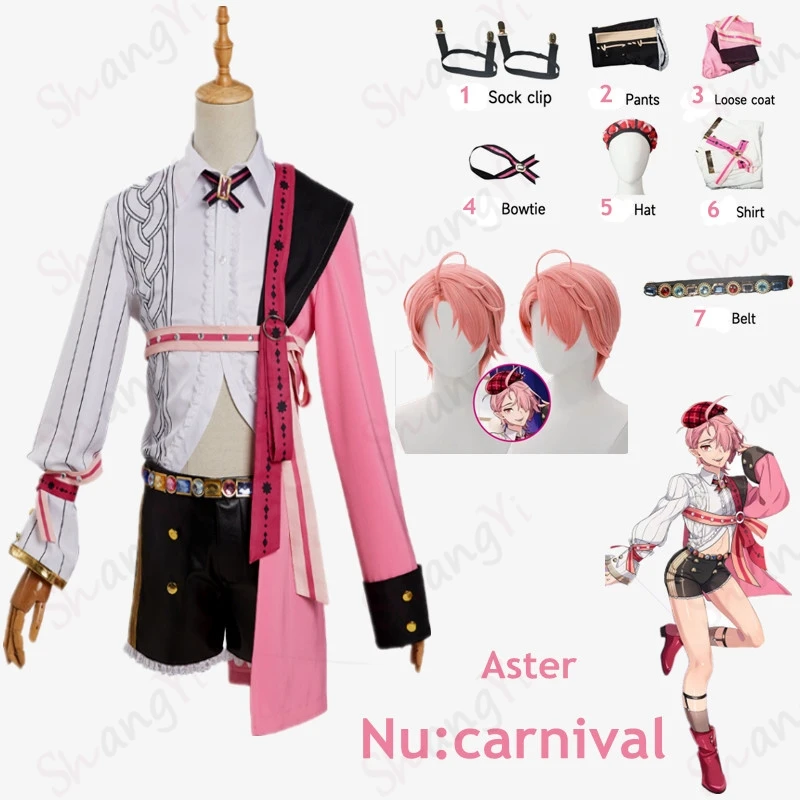 Новая игра Nu: Carnival Aster, аксессуары для костюма для косплея и розовый парик, Мужская одежда для взрослых, наряд для Хэллоуина, карнавала, вечеринки
Новая игра Nu: Carnival Aster, аксессуары для костюма для косплея и розовый парик, Мужская одежда для взрослых, наряд для Хэллоуина, карнавала, вечеринки