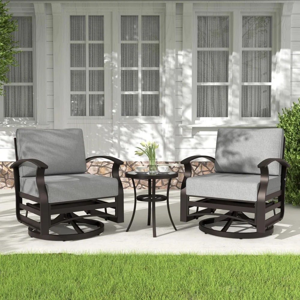3 Pieces Patio Furniture Set, Outdoor Aluminum Rocking Chair, Patio Bistro Set Swivel Gliders Rocker with Tempered Glas
3 Pieces Patio Furniture Set, Outdoor Aluminum Rocking Chair, Patio Bistro Set Swivel Gliders Rocker with Tempered Glas