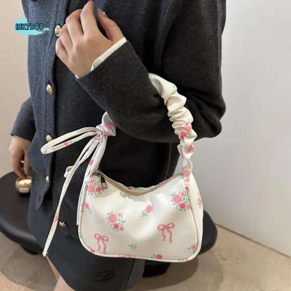 Fashion Ruched Flower Pleated Underarm Bag Sweet Handle Nylon Handbag Bowknot Portable Floral Shoulder Bag Woman
Fashion Ruched Flower Pleated Underarm Bag Sweet Handle Nylon Handbag Bowknot Portable Floral Shoulder Bag Woman