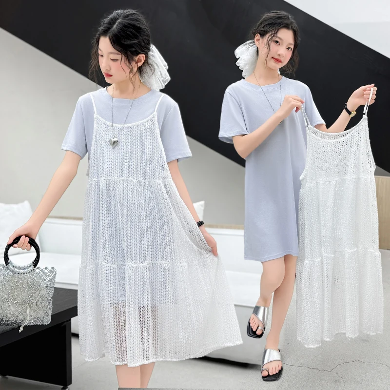 Girls Princess Dress Fashion Children Strap Skirt and Short Sleeved T-shirt Two Piece Set 2025 Summer New
Girls Princess Dress Fashion Children Strap Skirt and Short Sleeved T-shirt Two Piece Set 2025 Summer New