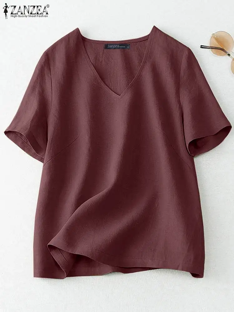 Summer Fashion Short Sleeve Solid Blouse ZANZEA Women Elegant OL Work Shirt Casual Loose Chemise V Neck Tunic Tops Blusas Femme
Summer Fashion Short Sleeve Solid Blouse ZANZEA Women Elegant OL Work Shirt Casual Loose Chemise V Neck Tunic Tops Blusas Femme