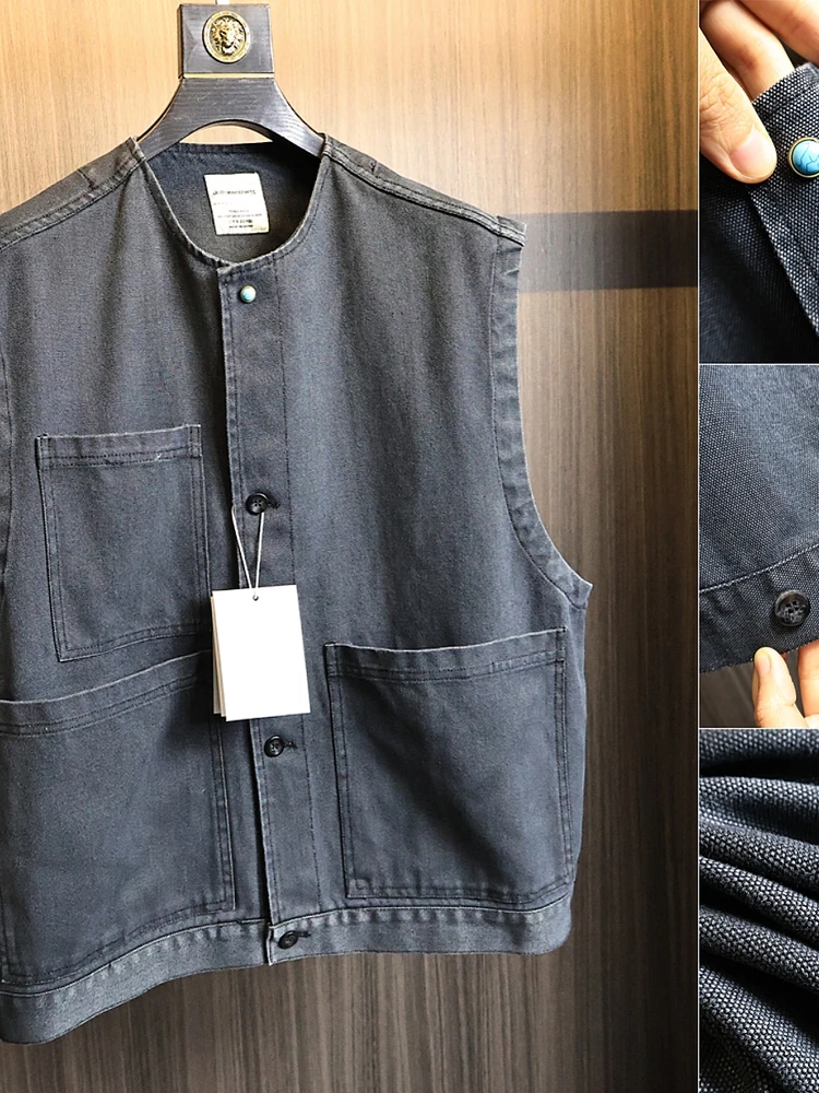 Heavyweight Waed Cotton Pearl Canvas Vest Men's Autumn Color Retro Silhouette Versatile No Collar oulder Pad Vest
Heavyweight Waed Cotton Pearl Canvas Vest Men's Autumn Color Retro Silhouette Versatile No Collar oulder Pad Vest