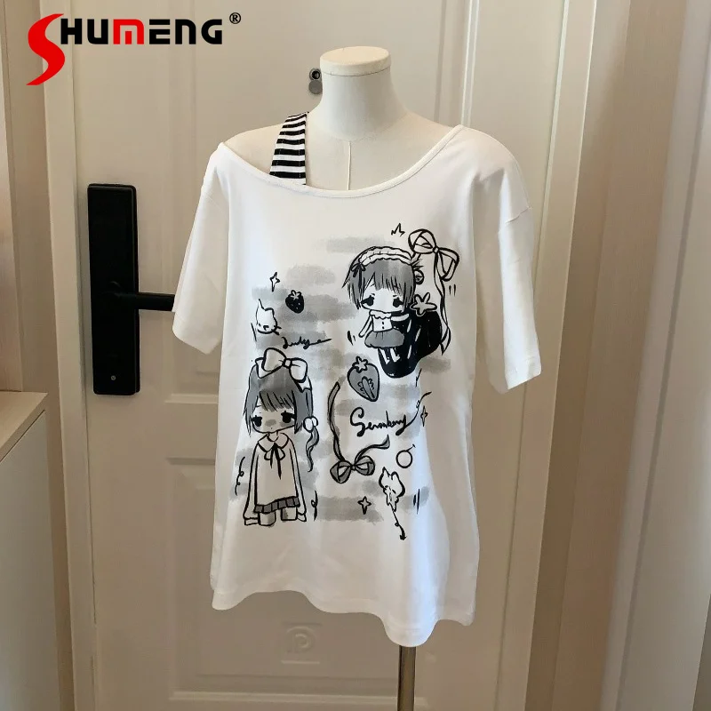 Sweet Otaku Kawaii Off-Shoulder Loose T-shirt Pullover Japanese Subculture Print Short Sleeves Top 2026 Summer Casual Tees Women
Sweet Otaku Kawaii Off-Shoulder Loose T-shirt Pullover Japanese Subculture Print Short Sleeves Top 2026 Summer Casual Tees Women