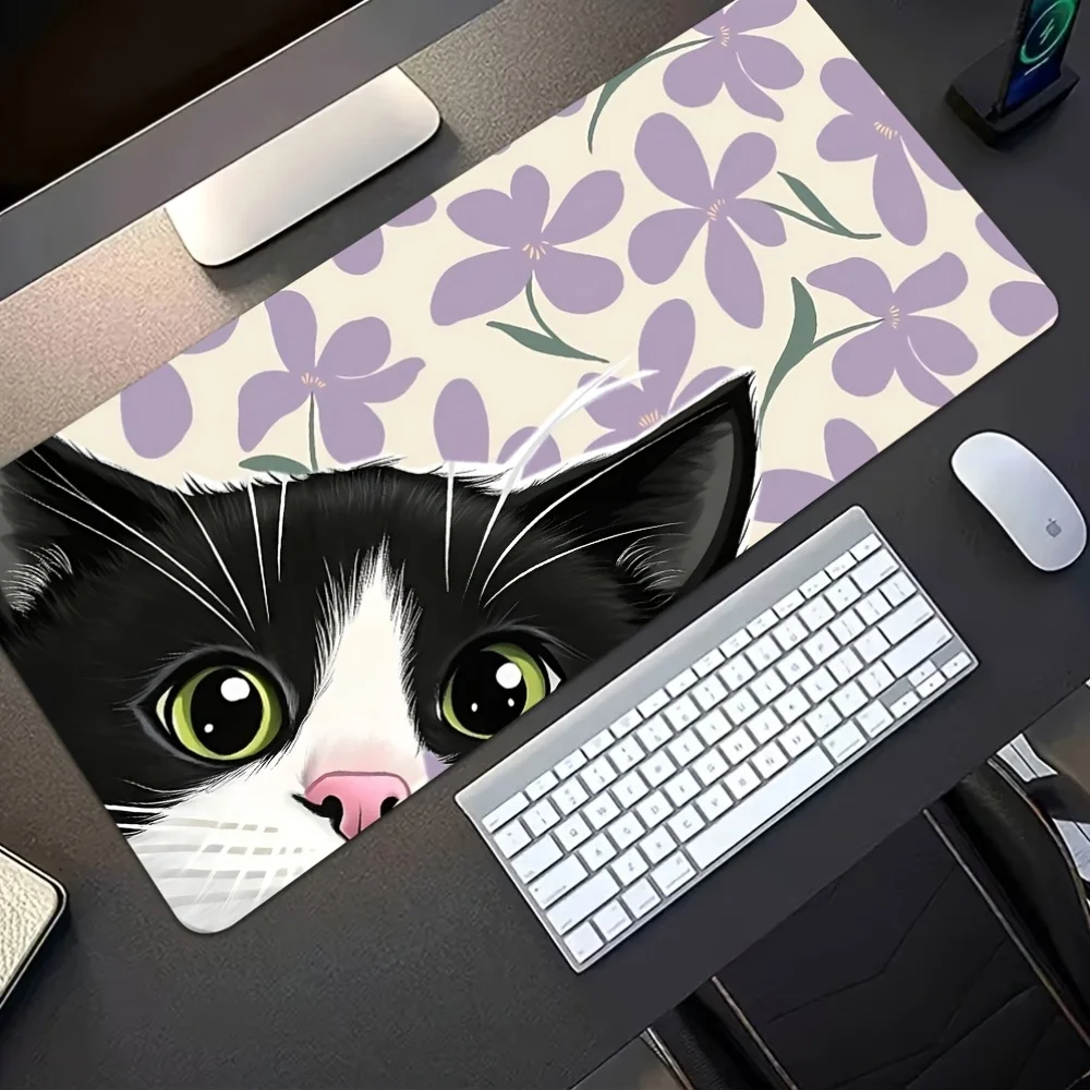 Gaming Mouse Pad, Large Desk Mat,Stitched Edges, Black White Cat with Purple Flowers Print, Keyboard Pad for Gamer Home Office
Gaming Mouse Pad, Large Desk Mat,Stitched Edges, Black White Cat with Purple Flowers Print, Keyboard Pad for Gamer Home Office