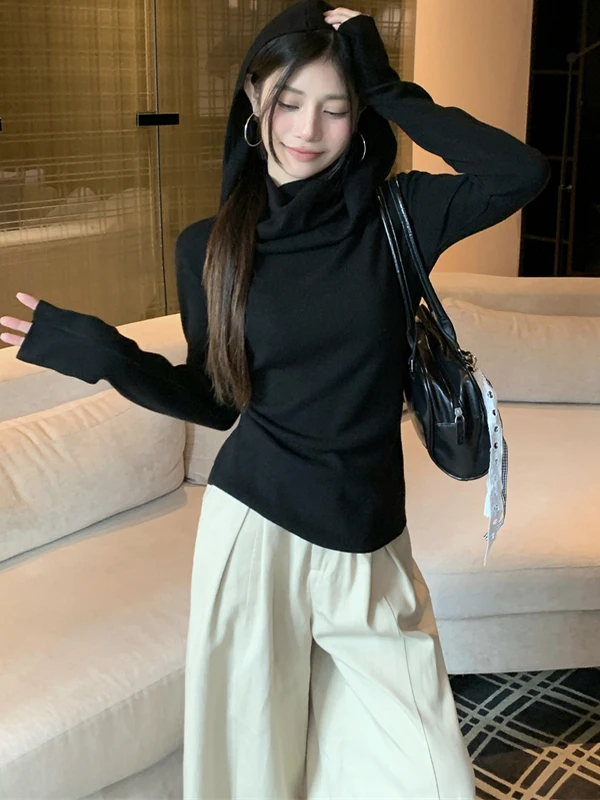 American Sle Long Sve Knitted Hoodie Women's Slim Fit Base irt Casual Comfortable Cotton Polyester Blend Hoodie
American Sle Long Sve Knitted Hoodie Women's Slim Fit Base irt Casual Comfortable Cotton Polyester Blend Hoodie