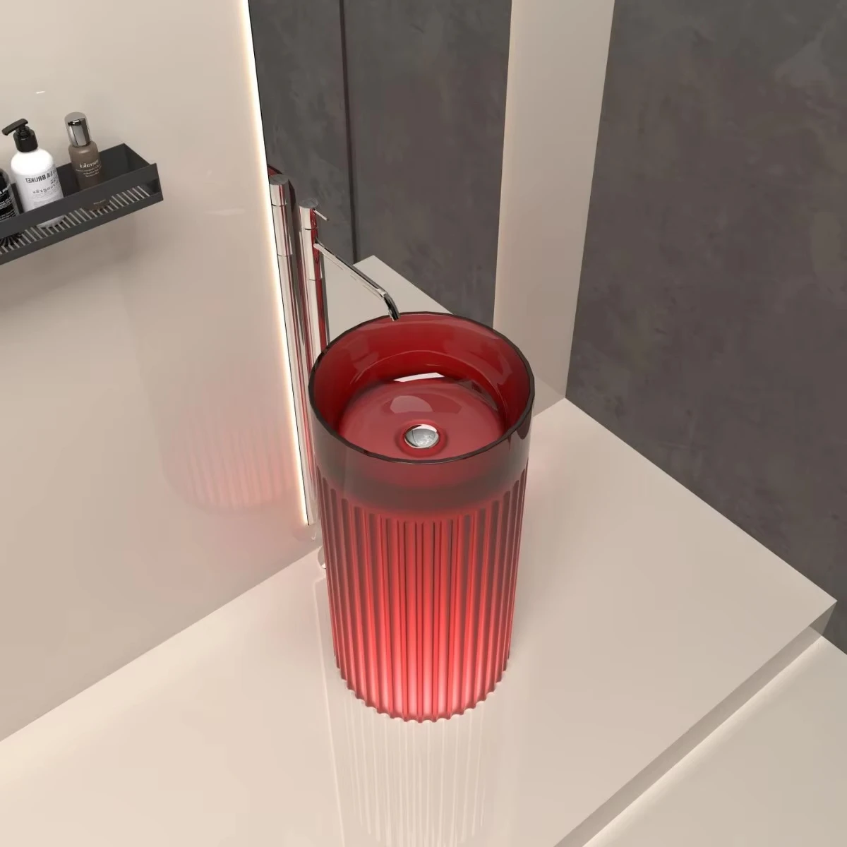 Transparent Resin Freestanding Pedestal Sink Modern Square Crystal Solid Surface Bathroom Wash Basin Luxury Translucent Floor Mo
Transparent Resin Freestanding Pedestal Sink Modern Square Crystal Solid Surface Bathroom Wash Basin Luxury Translucent Floor Mo