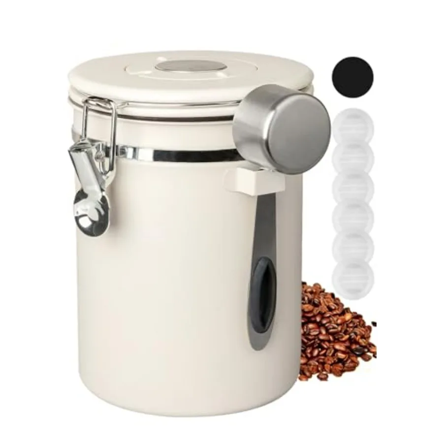 Coffee Canister with Airtight Lid, 22oz, 60 fl oz White, Stainless Steel Air Tight Lid Container with Date Tracker and Scoop Fo
Coffee Canister with Airtight Lid, 22oz, 60 fl oz White, Stainless Steel Air Tight Lid Container with Date Tracker and Scoop Fo
