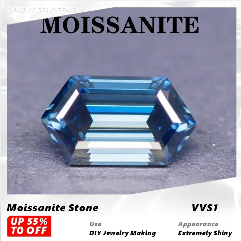 L-Moissanite Stone Natural Royal Blue Color Long Hexagon Cut DIY Advanced Charms Jewelry Rings Earrings Making with Certificate
L-Moissanite Stone Natural Royal Blue Color Long Hexagon Cut DIY Advanced Charms Jewelry Rings Earrings Making with Certificate