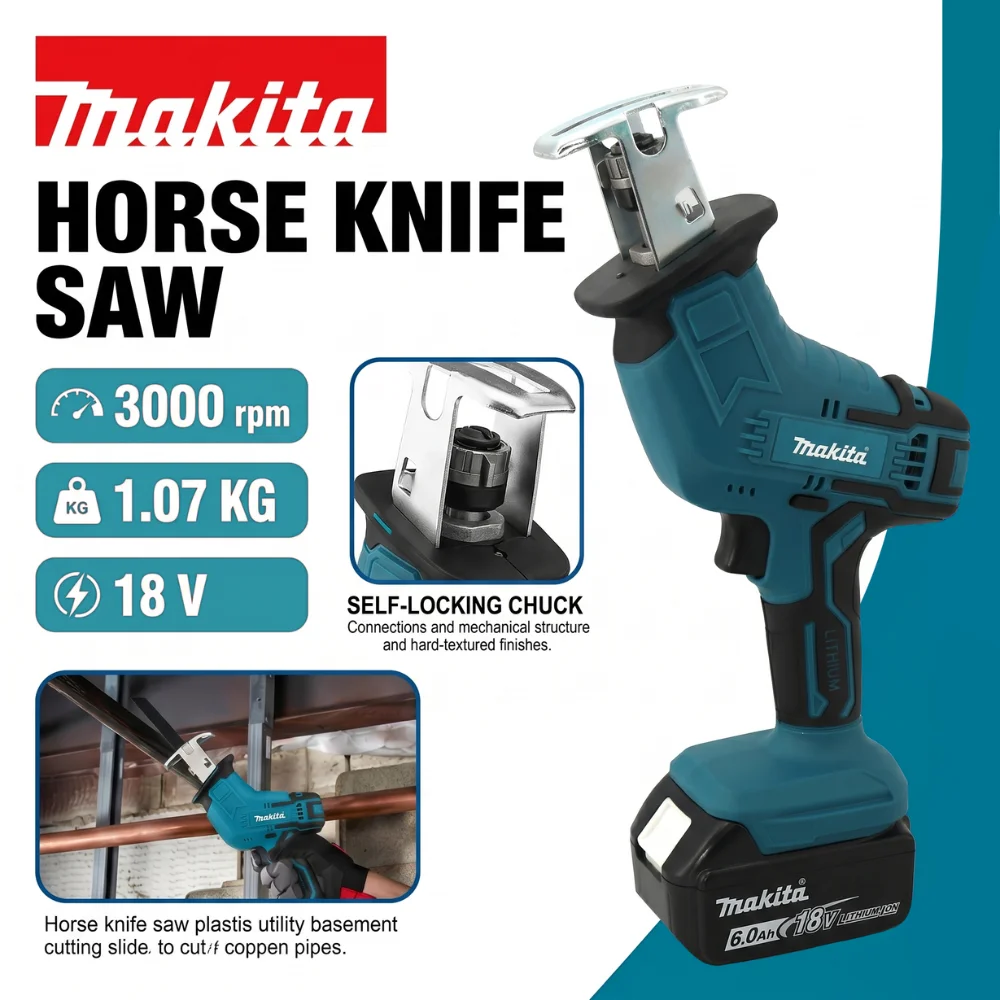 Makita Cordless Electric Reciprocating Saw Wood Metal Cutting Saw Saber Saw Portable Saw Power Tool For Makita 18V Battery
Makita Cordless Electric Reciprocating Saw Wood Metal Cutting Saw Saber Saw Portable Saw Power Tool For Makita 18V Battery