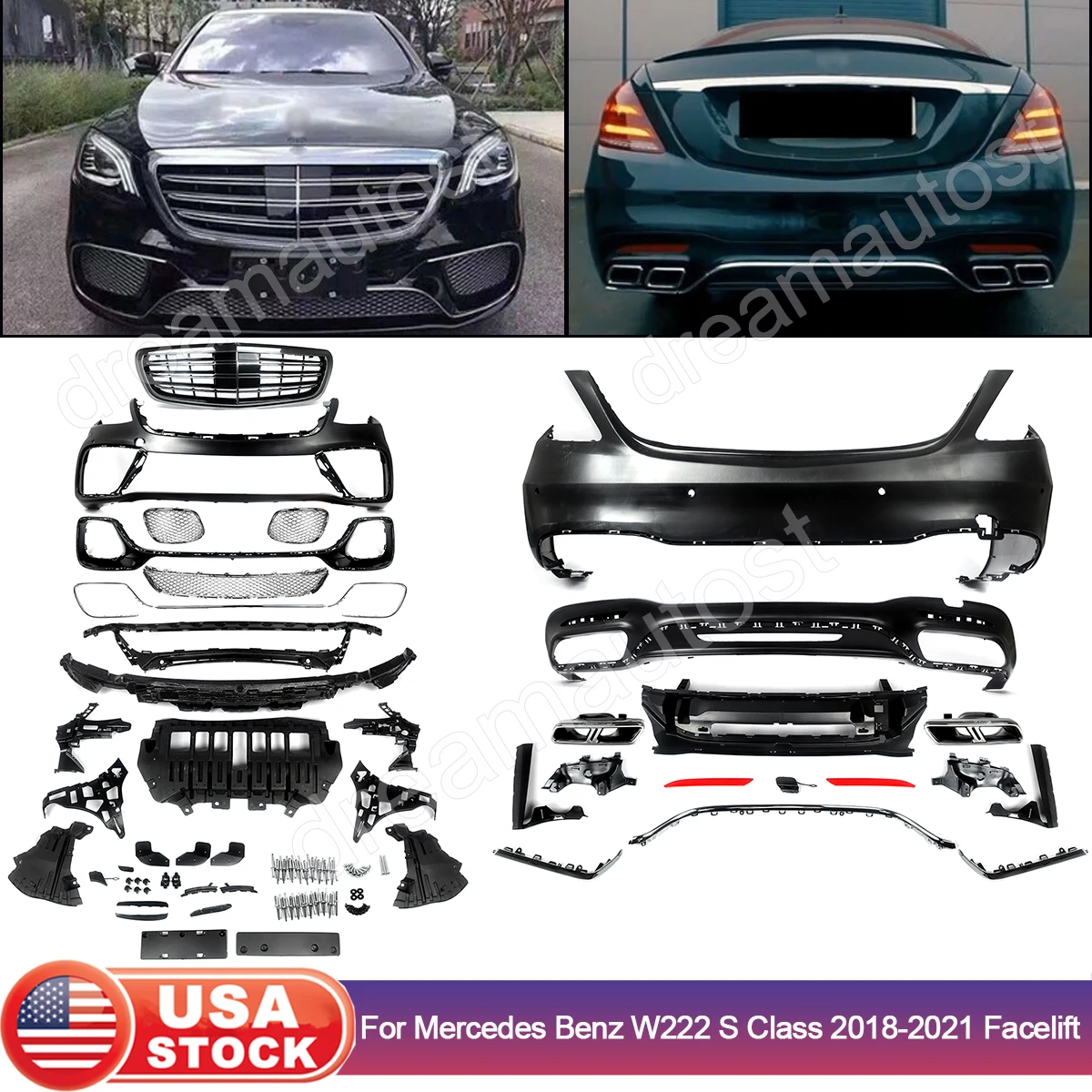 For Mercedes-Benz S-Class W222 2018 2019 2020 2021 2022 Upgrade S65 Style Facelift Rear Bumper Diffuser Body Kits S560 S63
For Mercedes-Benz S-Class W222 2018 2019 2020 2021 2022 Upgrade S65 Style Facelift Rear Bumper Diffuser Body Kits S560 S63