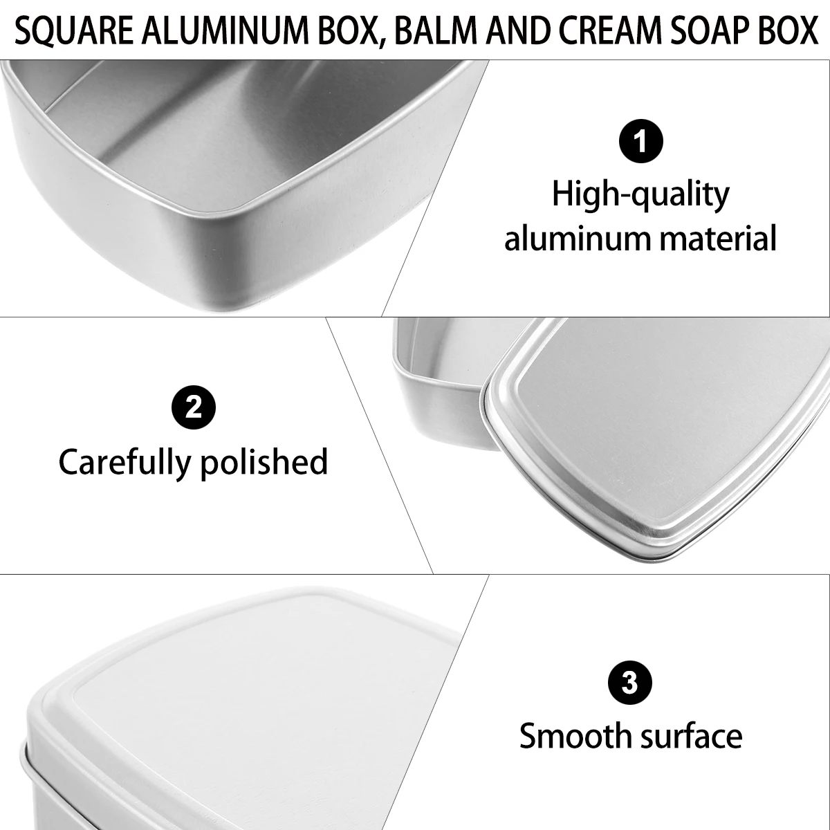 2Pcs 150ml Food Grade Square Aluminium Box for Balm Soap Ointment Cream Travel Portable Storage Container 95x70x28mm
2Pcs 150ml Food Grade Square Aluminium Box for Balm Soap Ointment Cream Travel Portable Storage Container 95x70x28mm