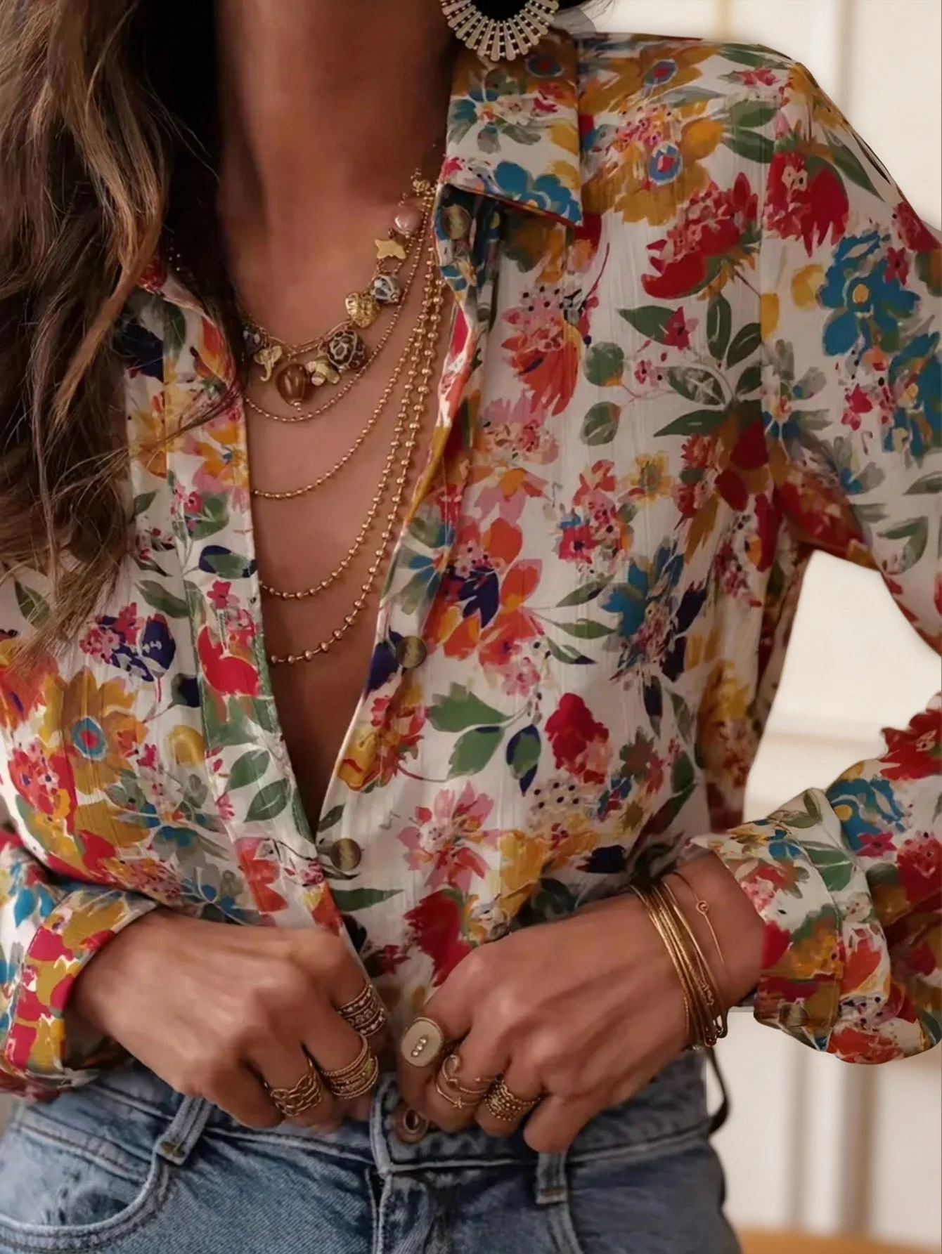 Women's Loose Fit Floral Print Long Sleeve Button-Up Shirt for Spring Summer
Women's Loose Fit Floral Print Long Sleeve Button-Up Shirt for Spring Summer