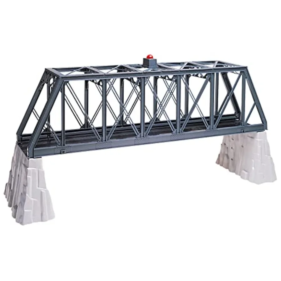 O Gauge model train accessory: thru truss bridge with flashers and rock piers for realistic railway layout applications, metal
O Gauge model train accessory: thru truss bridge with flashers and rock piers for realistic railway layout applications, metal