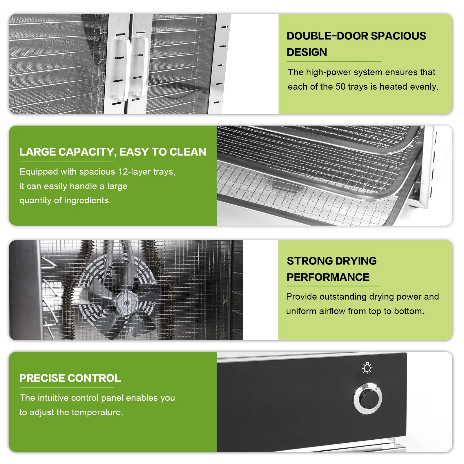 50 Tray Double Door Large Capacity Food Dryer 110V US Plug with Temperature Control 2000W for Beef Jerky Dog Treats
50 Tray Double Door Large Capacity Food Dryer 110V US Plug with Temperature Control 2000W for Beef Jerky Dog Treats