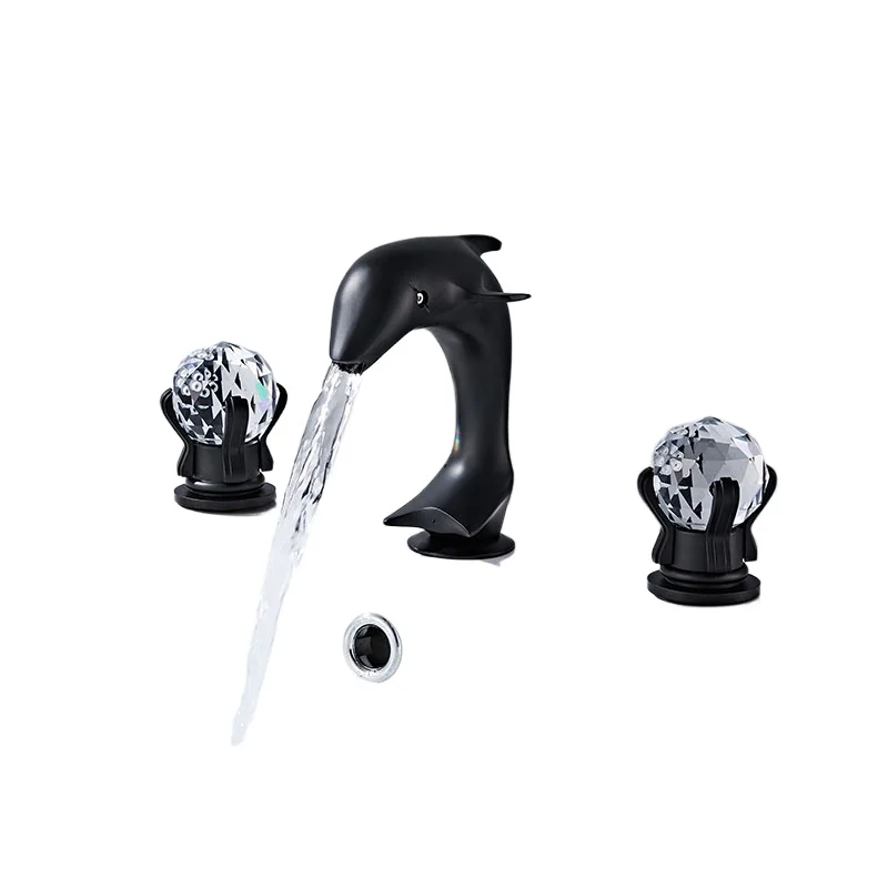 Black antique bathroom faucet, gold polished bathroom basin faucet, crystal knob, 3-hole hot and cold faucet
Black antique bathroom faucet, gold polished bathroom basin faucet, crystal knob, 3-hole hot and cold faucet