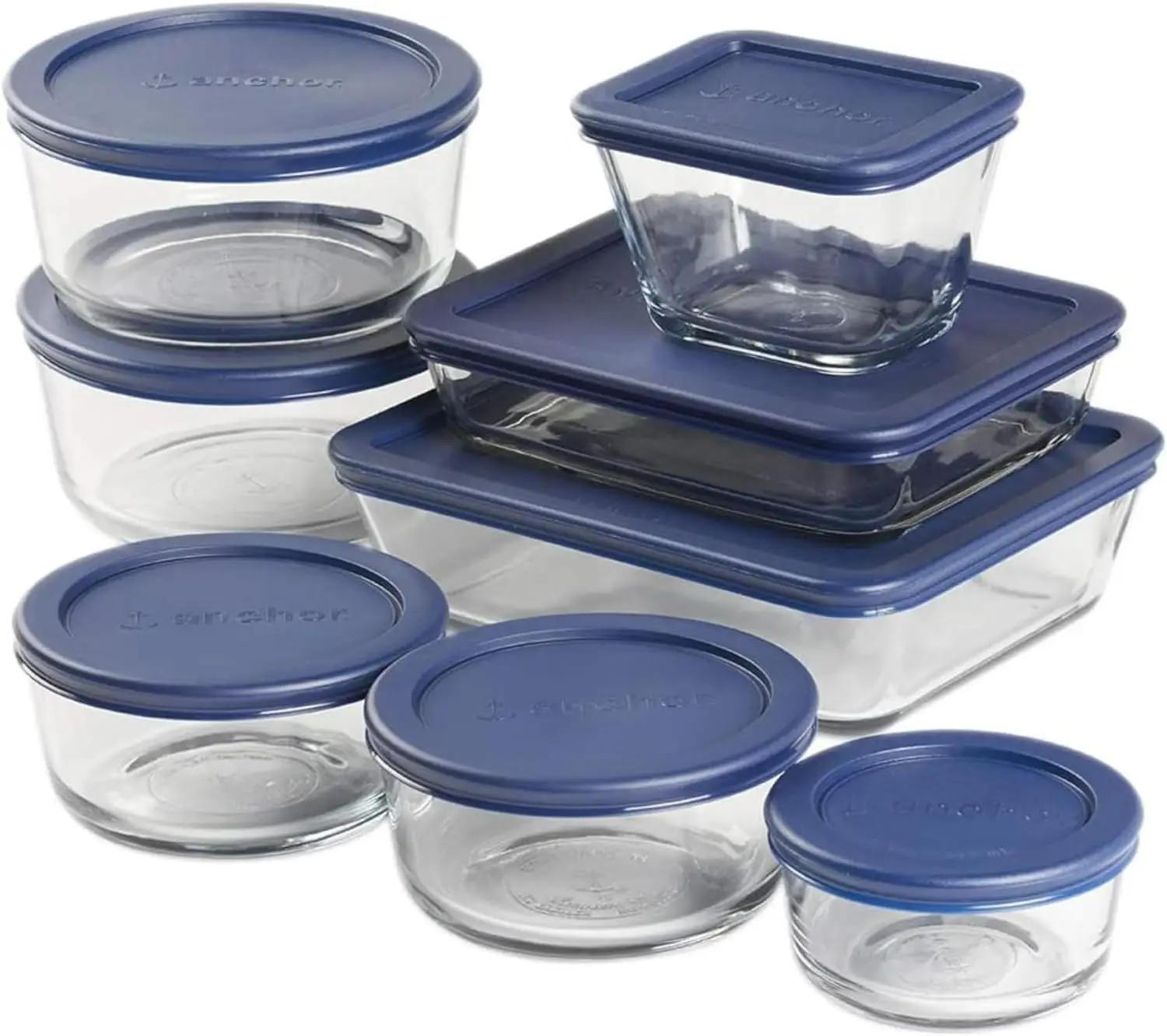 16-Piece Glass Food Storage Containers with Navy Blue Lids, Airtight and Reusable for Kitchen Organization
16-Piece Glass Food Storage Containers with Navy Blue Lids, Airtight and Reusable for Kitchen Organization