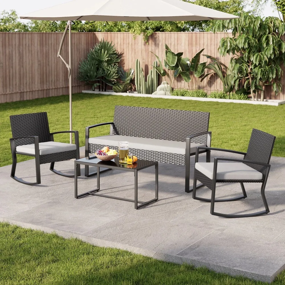Patio Furniture Set Clearance, 4-Piece Outdoor Sectional Furniture Set with Coffee Table for Conversation & Dining, Garden Sets
Patio Furniture Set Clearance, 4-Piece Outdoor Sectional Furniture Set with Coffee Table for Conversation & Dining, Garden Sets