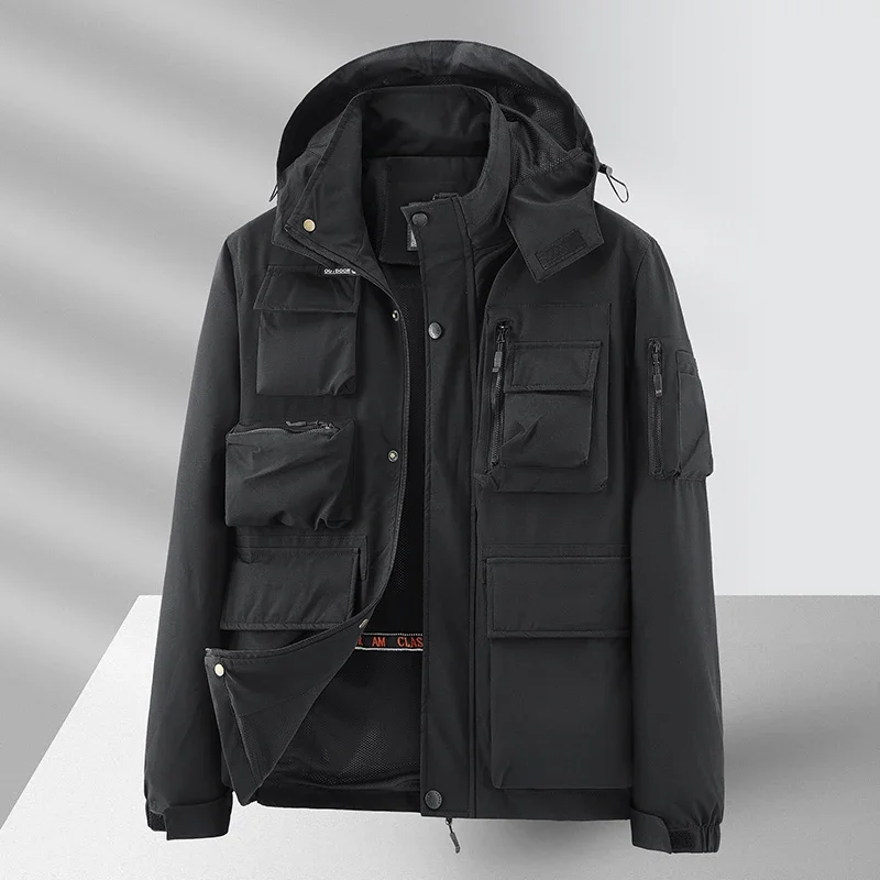 Men's Windproof Waterproof Jacket with Detachable Hood Outdoor Raincoat Multi Pocket Outdoor Waterproof Windbreakers 8858
Men's Windproof Waterproof Jacket with Detachable Hood Outdoor Raincoat Multi Pocket Outdoor Waterproof Windbreakers 8858
